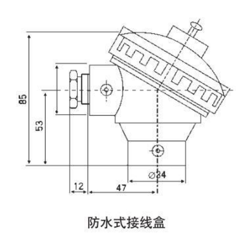 直角式熱電偶防水式接線(xiàn)盒圖